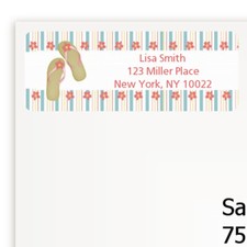 Flip Flops Birthday Party Personalized Return Address Stickers - 27 labels