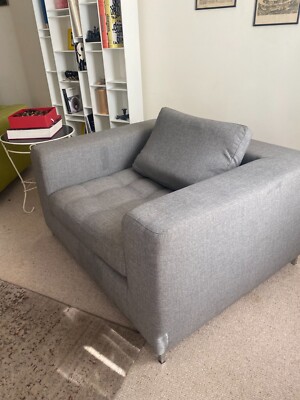 Designer Sessel Polster grau, 1,5 Sitzer- Loveseat
