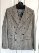 NWT Polo Ralph Lauren women size 12 gray knit double breasted blazer jacket 298
