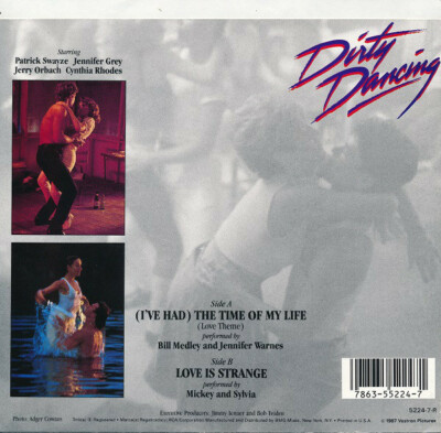 Dirty Dancing (I've had) the time of my life jennifer warnes 45 single COVER
