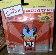 Simpsons Duff Can Homer Tin movable click toy  Mint On Card