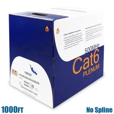 1000FT CAT6 Network LAN Ethernet UTP Cable Solid Bulk Wire No Spline CMP Blue