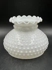 Vintage Hobnail White Milk Glass GWTW Hurricane Lamp Shade  7" Fitter