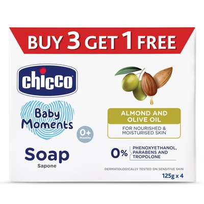 Chicco Baby Moment Soap For Moisturise And Soft Skin 125g Each Set Of 4