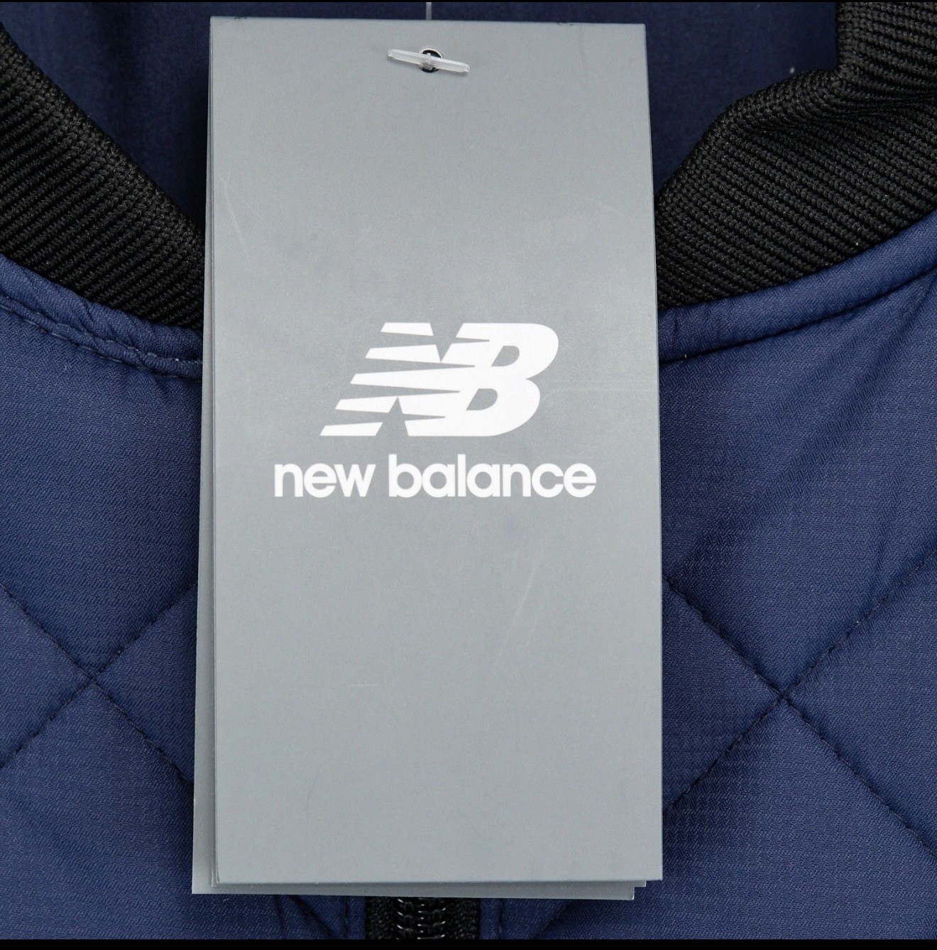 New Balance Mens Puffer Jacket Navy Blue Quilted zip Insulated Bomber Coat Large thumbnail 8