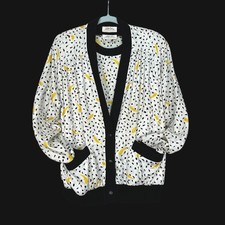 Vintage Lilli Ann Collections 2 Piece Set Jacket Blouse Abstract Print 80s USA
