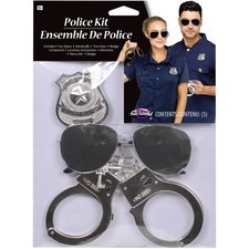 Police Costume Kit Glasses Badge Handcuffs Halloween Adult