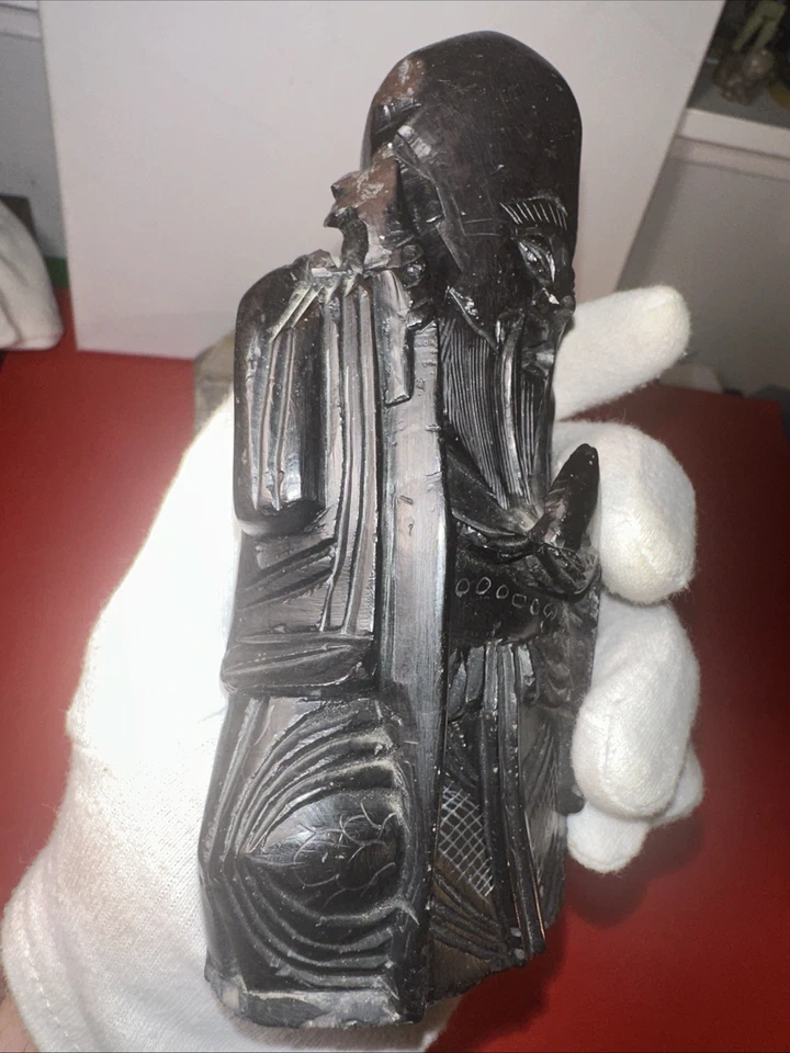 Figura china tallada en piedra de jabón de Shou Xing Foto 3 de 4