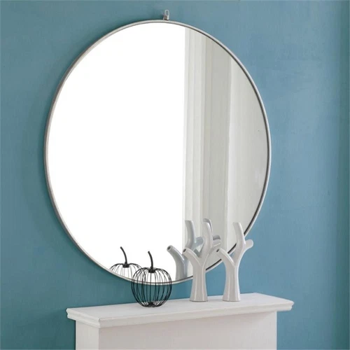 Elegant Decor Rowan 48" Rectangle Metal Frame Hooked Mirror in Silver - Picture 6 of 11