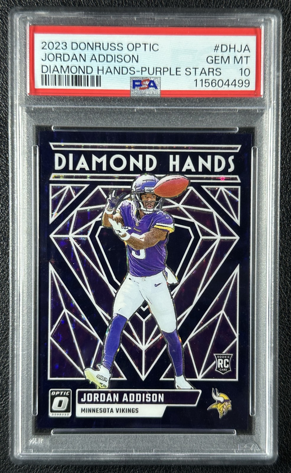 Jordan Addison Panini Donruss Optic Diamond Hands #DHJA Purple Star