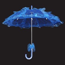 Blue Bridal Lace Cotton Parasol Umbrella Lady Women Lace Umbrella Wedding WT