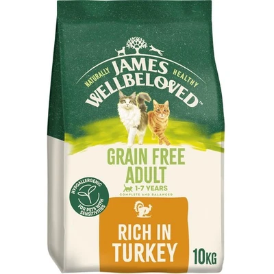 10kg James Wellbeloved 1-7 Years Adult Dry Cat Food Rich in Turkey BB-Nov25