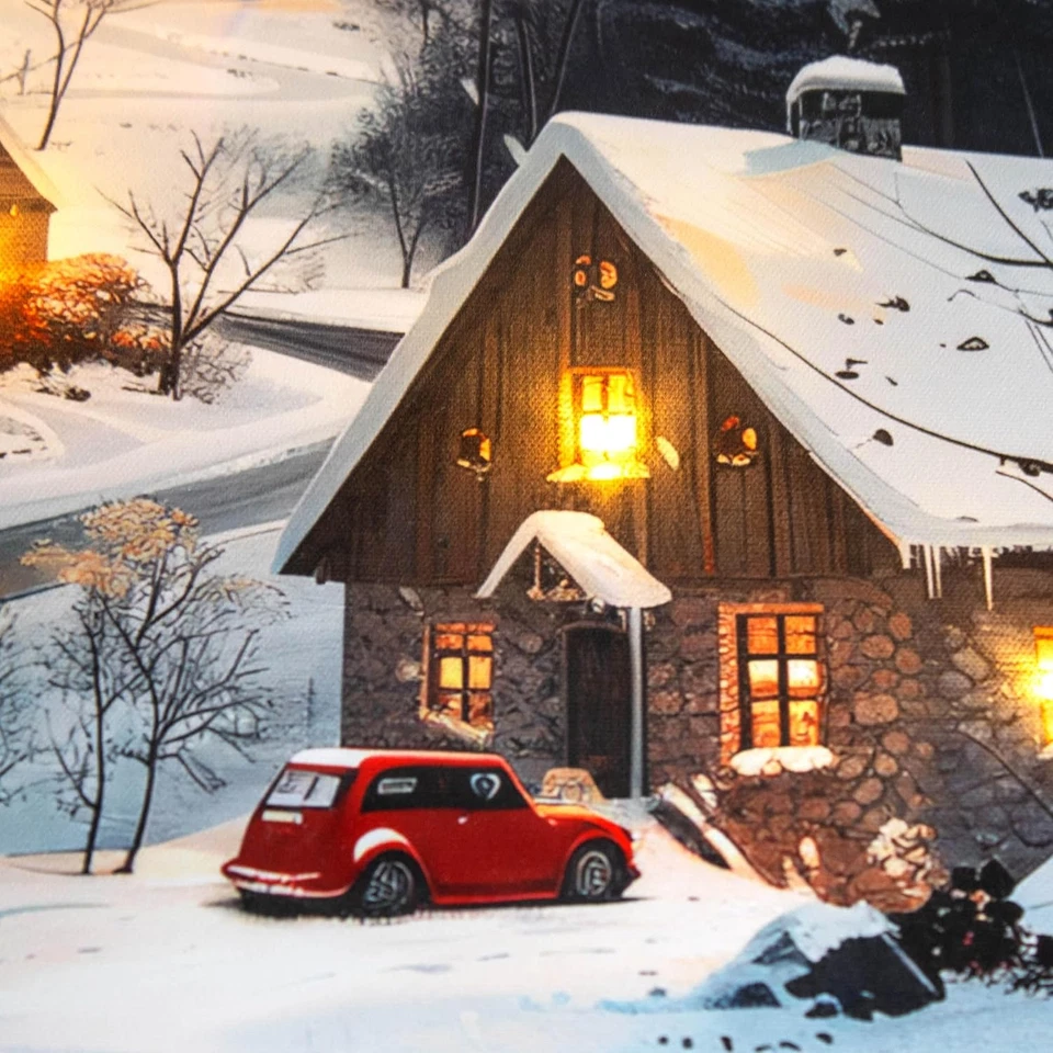 Quadro Da Parete Natalizio Con Illuminazione a LED, Alimentato a Batteria, 58 X  - Immagine 3 di 4