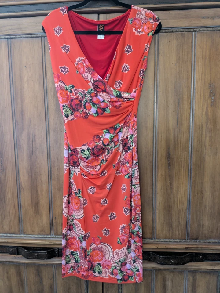 Jean Paul Gaultier Floral Print Ruched Tulle Tank Mid Midi Dress Stretch Mesh M - Image 2 of 4