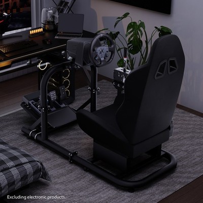 Hottoby Racing Simulator Cockpit Round Tube With Black Seat Fit For Logitech G29