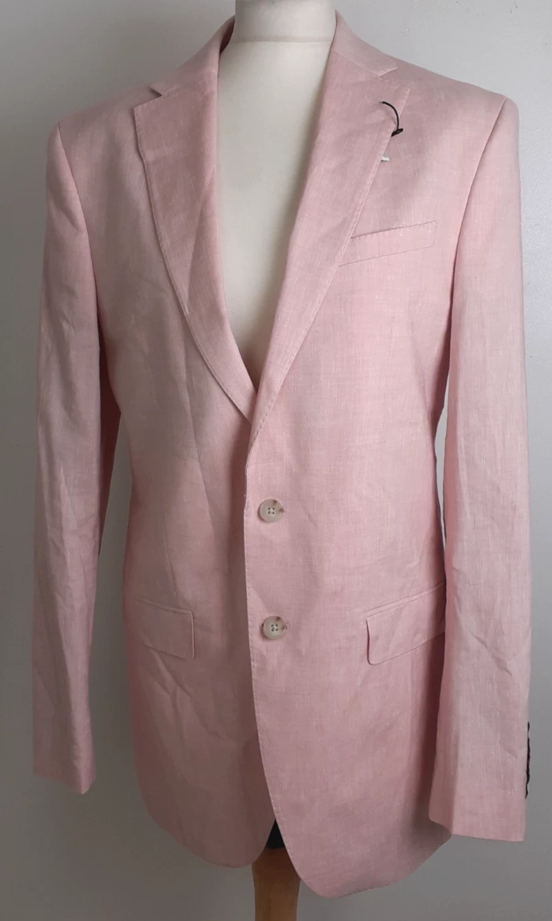 M&S Men's Linen Mix Blazer Jacket In Pale Pink New
Opens in a new window or tab