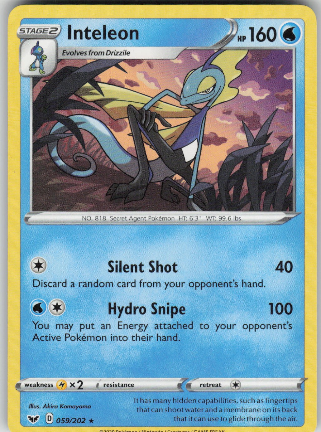 Pokemon TCG Inteleon (059) Rare SWSH01: Sword & Shield Base Set 059/202