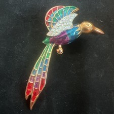 Vintage enamel and rhinestone Bird of Paradise Brooch