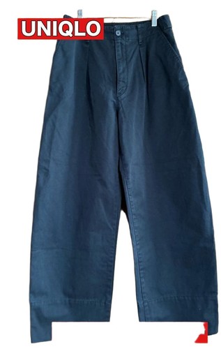 UNIQLO U Navy Wide Pants Women's Cotton Waist 67cm Used