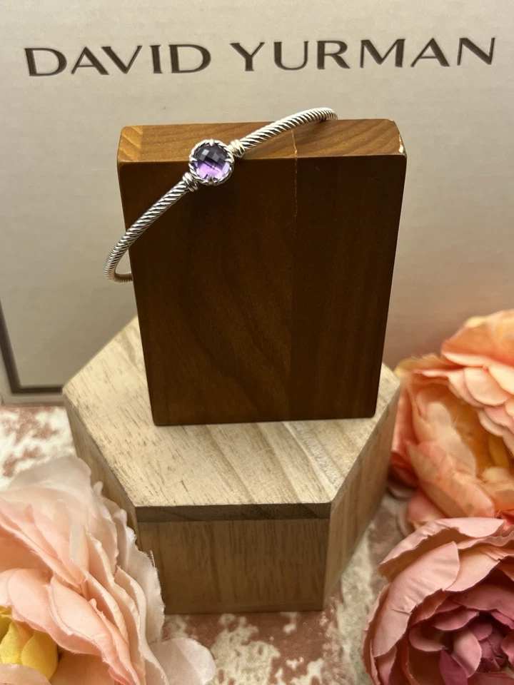 Brazalete David Yurman 'Petite Chatelaine' Amatista Plata de Ley 3mm Talla Grande Foto 2 de 4