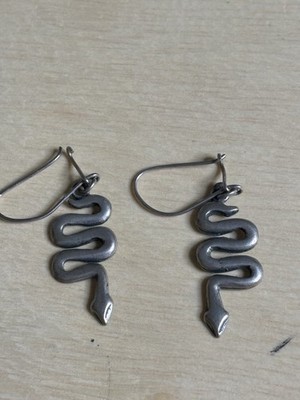 Vintage 925 Sterling Silber Wickel Schlange Hänger Haken Ohrringe Schlange