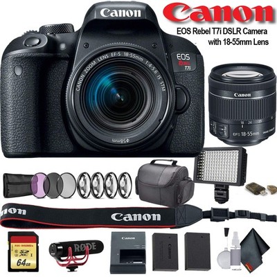 Canon EOS Rebel T7i DSLR Camera +18-55mm Lens (1894C002) W/Bag, Extra Battery, L