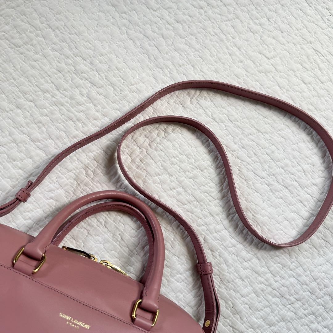 SAINT LAURENT Borsa a tracolla YSL Baby Duffle 2 vie ferramenta oro rosa 22 5 cm x 15 cm pelle usata