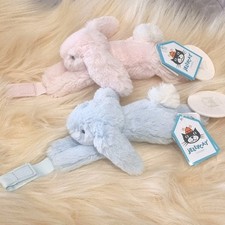 Jellycat Bashful Bunny Pink And Blue Bunny Dummy Holder New With Tags retired