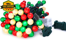 Best Red White and Green Christmas Lights G15 70 LED Globe String Plug in Decor