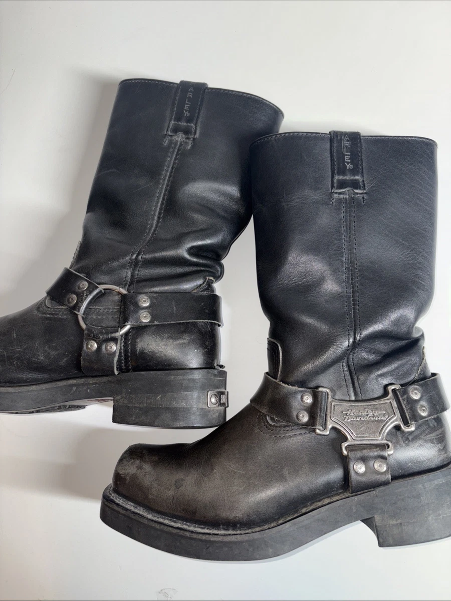 Harley Davidson Black Leather Harness Heeled Boots size 9.5 Harley Davidson Women main image 4