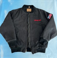 Snap On Tools Heavy Canvas Bomber Jacket Mens Size Large Quilt Lined Colorblock
