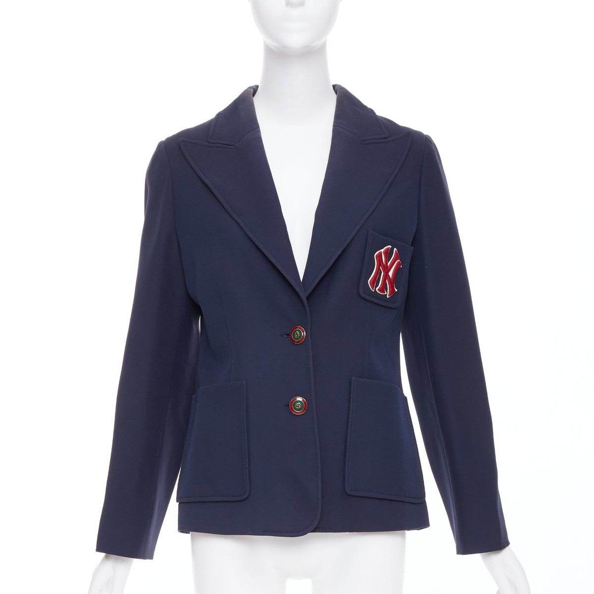 GUCCI NY Yankees 2018 Alessandro Michele navy wool silk blazer