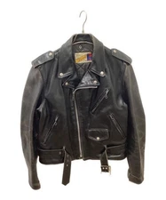 80s-90s Double Rider Leather Jacket Men's Black Size M-XL