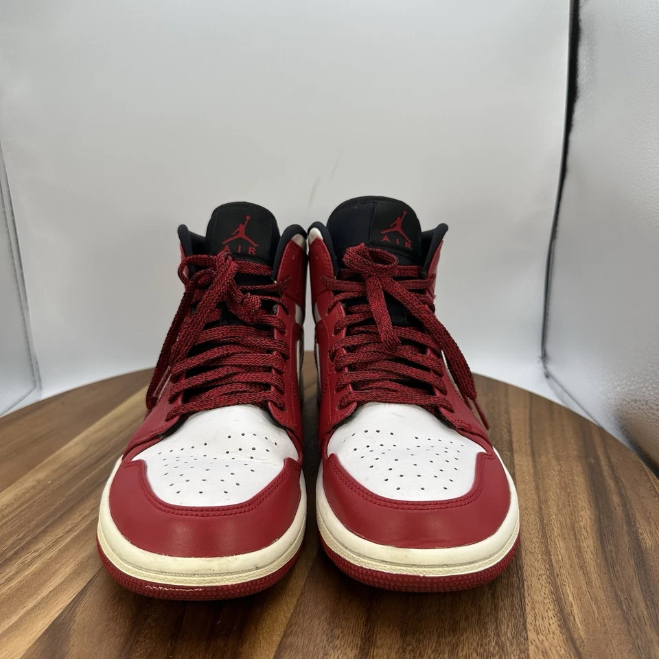 Jordan 1 Mid Chicago Zapatos Tenis Gimnasio Rojo Blanco Negro 554724-605 Para hombres 8 Foto 4 de 4