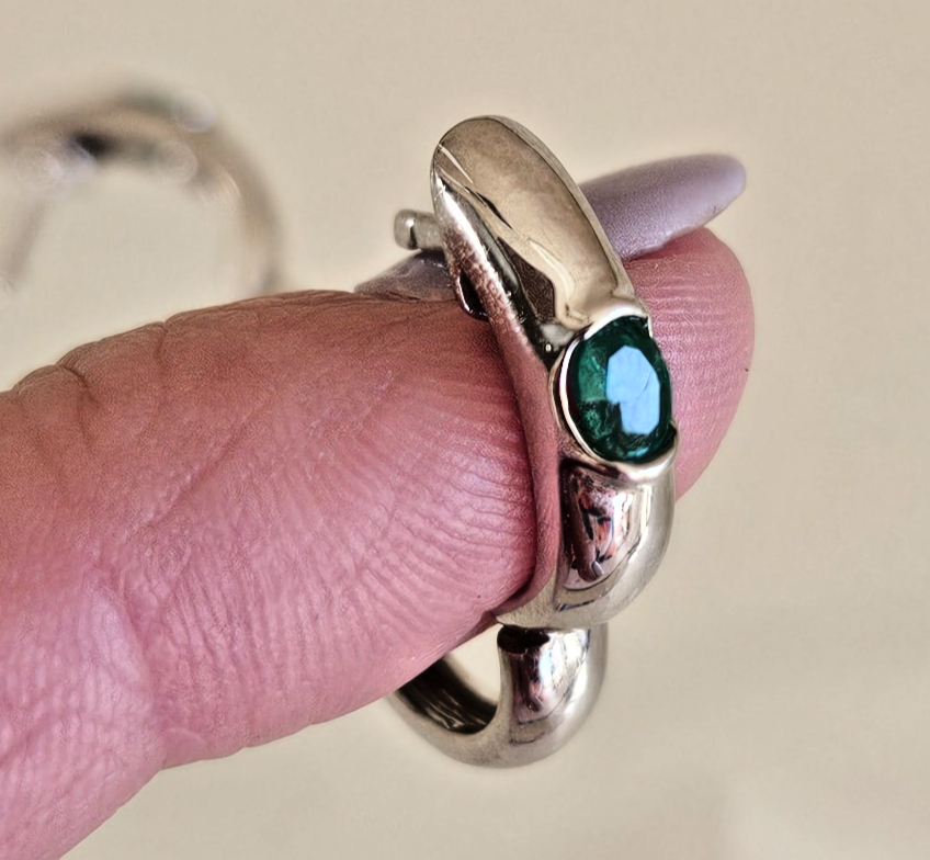 18K White Gold Emerald Huggie Hoop Earrings 5.57g Natural .50ct Fine Jewelry