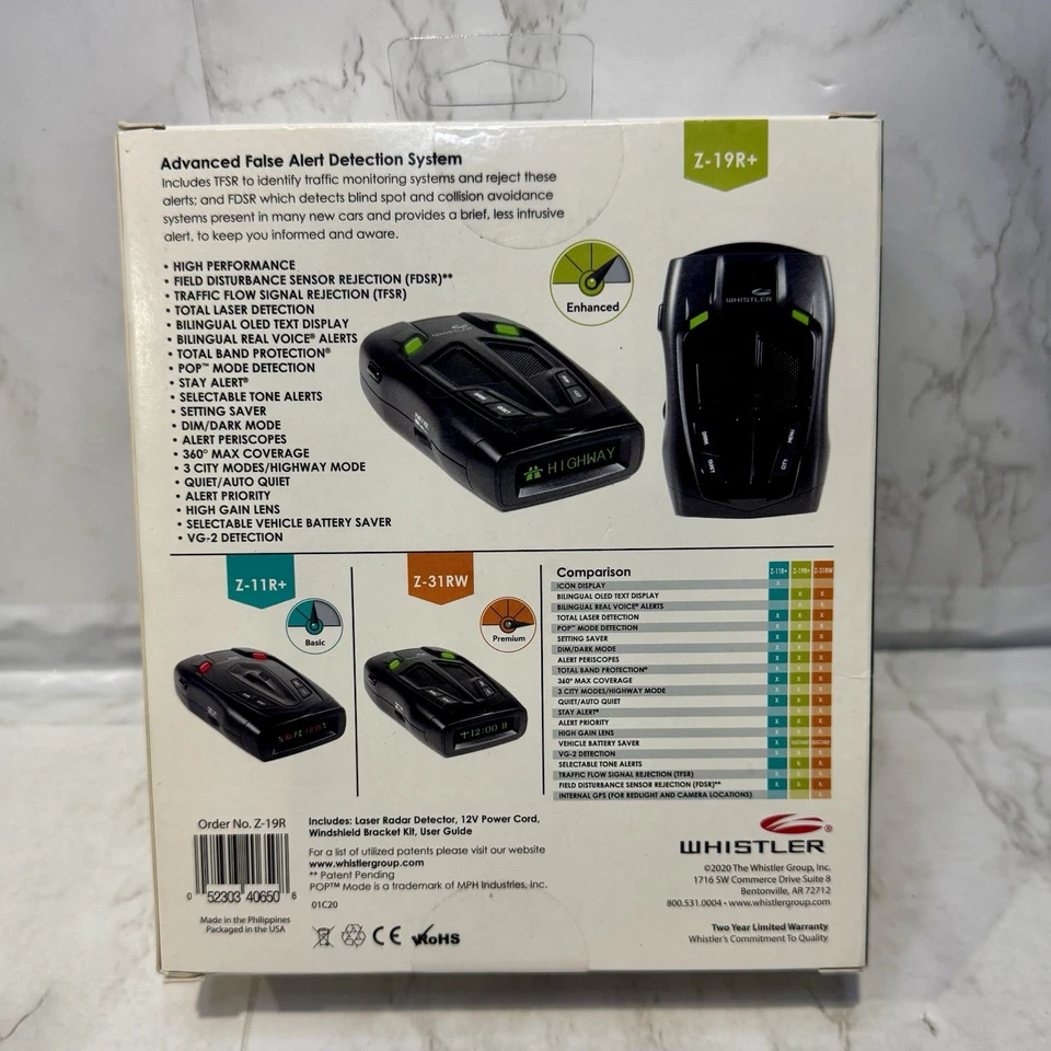 Whistler Z-19R Laser Radar Detector With Verbal Alert. OLED Text Display - Image 2 of 2