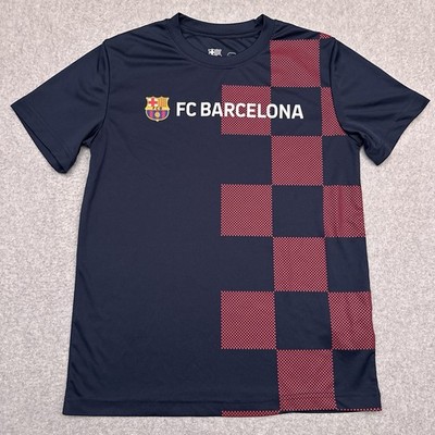 FC Barcelona Jersey Shirt Youth Large Blue Crewneck Geometric FCB Soccer