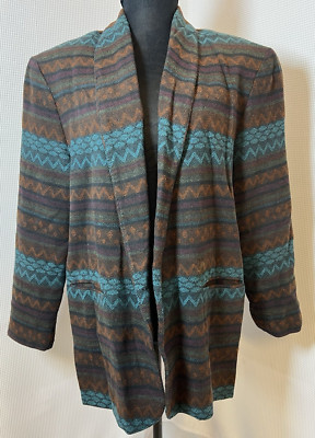 David Paul Vintage Aztec Tapestry Button Closed Jacket Mid Length u121
