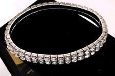 Vintage Prong set Double Row Rhinestone Stretch Bracelet