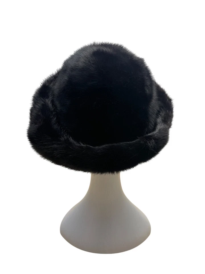 Sombrero de piel de visón negro Erlebacher vintage Foto 3 de 4