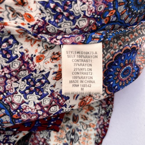 Aratta Silent Journey Boho Paisley Floral Velvet Flock Sheer Button Up Dress M - Picture 10 of 17