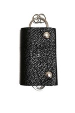 Portachiavi Uomo Vera Pelle Nero Acciaio Ganci Chiavi Classico VIETRI LEATHER