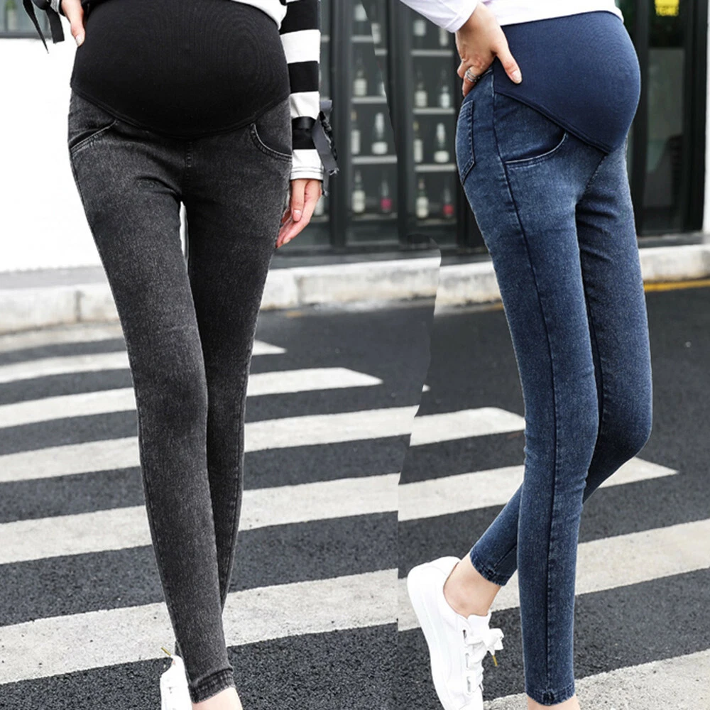 Maternity Pregnancy Women Skinny Trousers Slim Jeans Elastic Pencil Belly  Pants