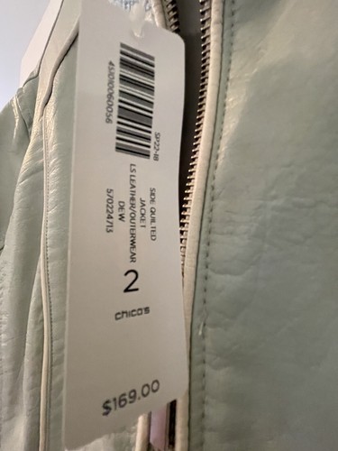 NWT - Chico’s Side Quilted Jacket - LS Leather Outerwear (Size 2 = Size 12/14) - Picture 3 of 7