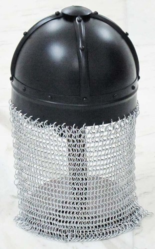 Armour Medieval Norway Viking Helmet Spectacle Helmet With Chain-mail With Wood - Picture 2 of 6