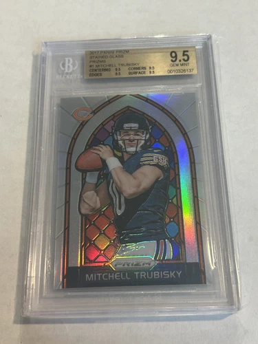 2017 PANINI PRIZM MITCHELL TRUBISKY STAINED GLASS ROOKIE SSP BGS 9.5 BEARS