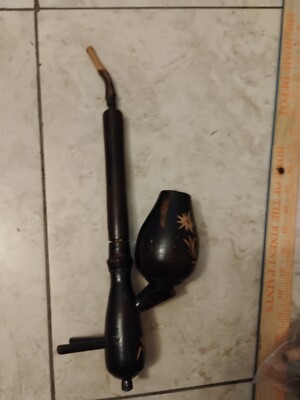Hand Carved Wooden Smoking  Pipe Vintage Flowers Animals Hand Carved Hooka 