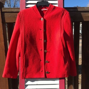 red and black cardigan sweater