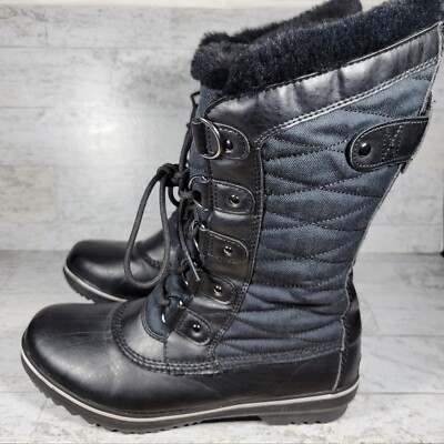 JBU Women's Black Gray Chilly Faux Fur Trim Quilted Tall Duck