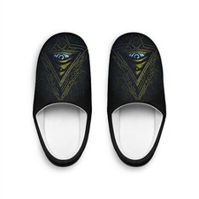Illuminati house slippers womens black home slides with illuminating eye